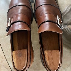 Men shoes Versace shoes with buckles tan color very comfortable slightly used